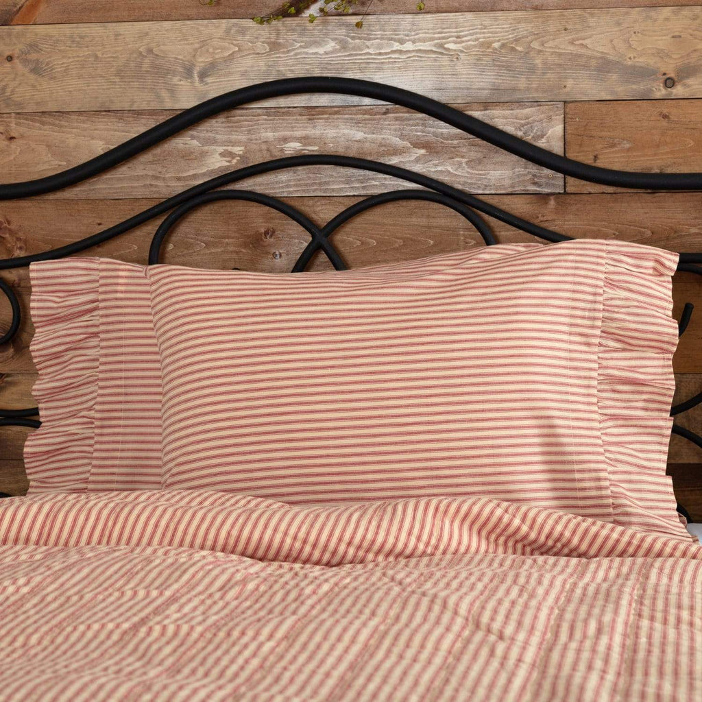 Sawyer Mill Red Ticking Stripe Standard Pillow Case Set of 2 21x30 - The Village Country Store