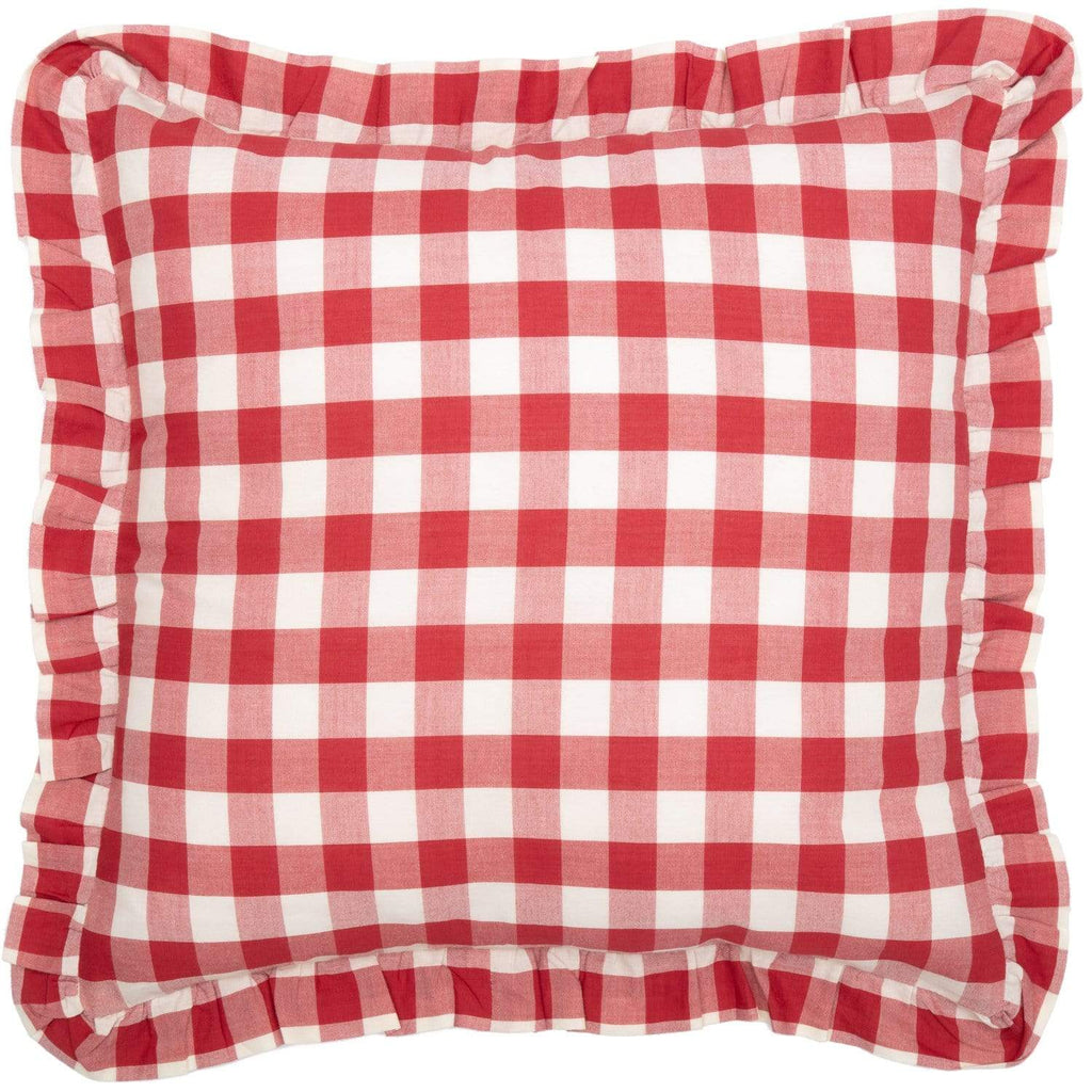 April & Olive Pillow Cover Annie Buffalo Red Check Ruffled Fabric Pillow 18x18