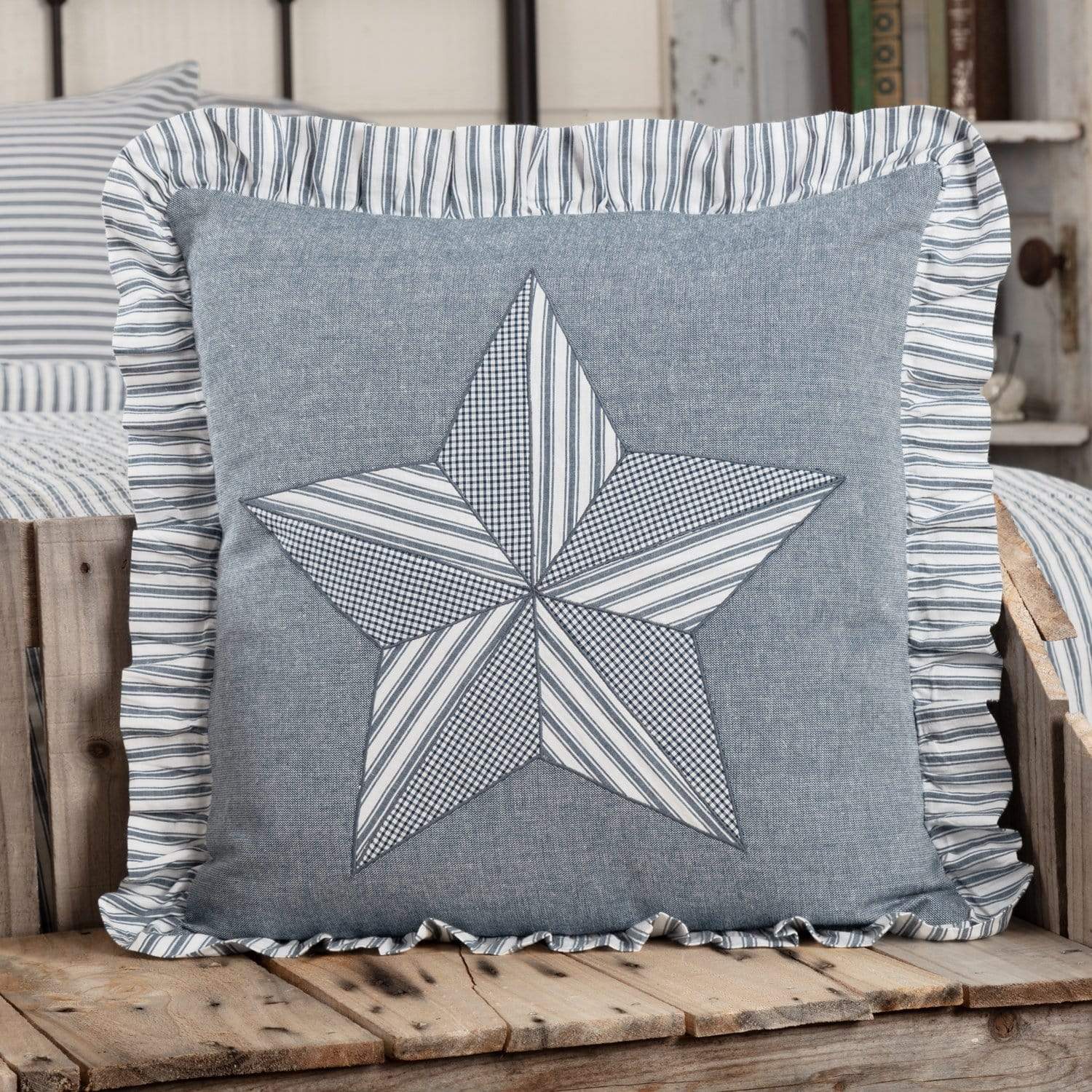 https://thevillagecountrystore.com/cdn/shop/products/april-olive-pillow-cover-sawyer-mill-blue-barn-star-pillow-18x18-4212974911563.jpg?v=1571320355