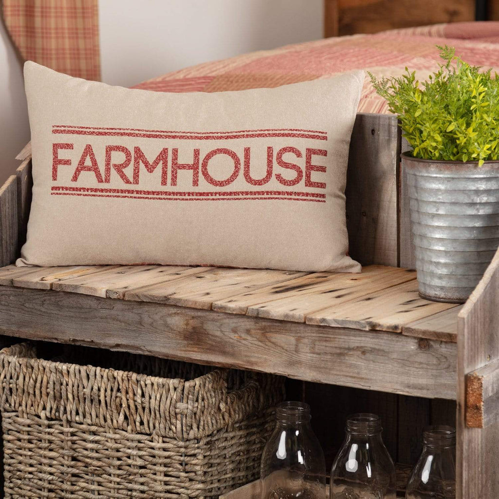 April & Olive Pillow Cover Sawyer Mill Red Farmhouse Pillow 14x22
