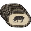 Sawyer Mill Charcoal Pig Jute Placemat Set of 6 12x18 - The Village Country Store 