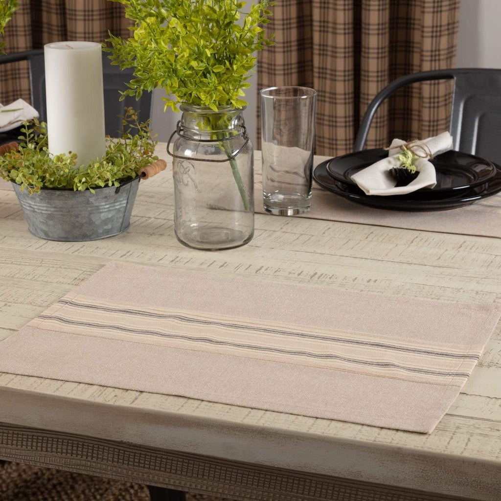 April & Olive Placemat Sawyer Mill Charcoal Stripe Placemat Set of 6 12x18