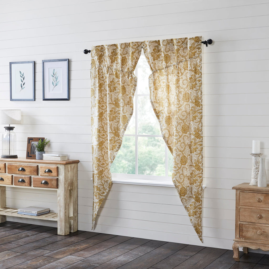 Dorset Gold Floral Prairie Long Panel Set of 2 84x36x18 - The Village Country Store
