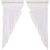 White Ruffled Sheer Petticoat Prairie Short Panel Set of 2 63x36x18 - The Village Country Store 