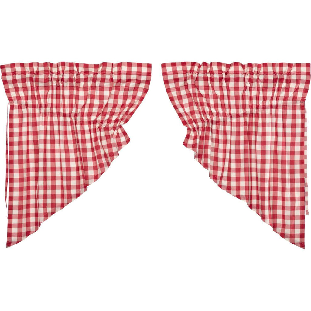 Annie Buffalo Red Check Prairie Swag Set of 2 36x36x18 - The Village Country Store