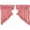 Annie Buffalo Red Check Ruffled Prairie Swag Set of 2 36x36x18 - The Village Country Store
