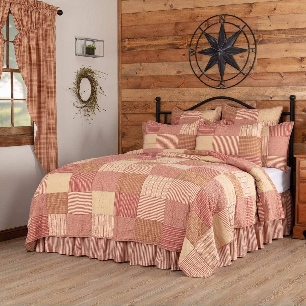 April & Olive Quilt Sawyer Mill Red Luxury King Quilt 120Wx105L