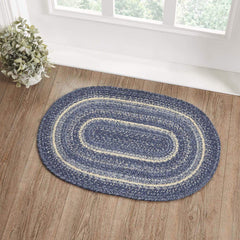 VHC Brands Farmhouse 36x60 Area Rug Blue Jolie Textured Jute Pad Floor  Decor