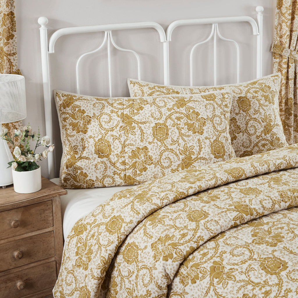 Dorset Gold Floral King Sham 21x37 - The Village Country Store