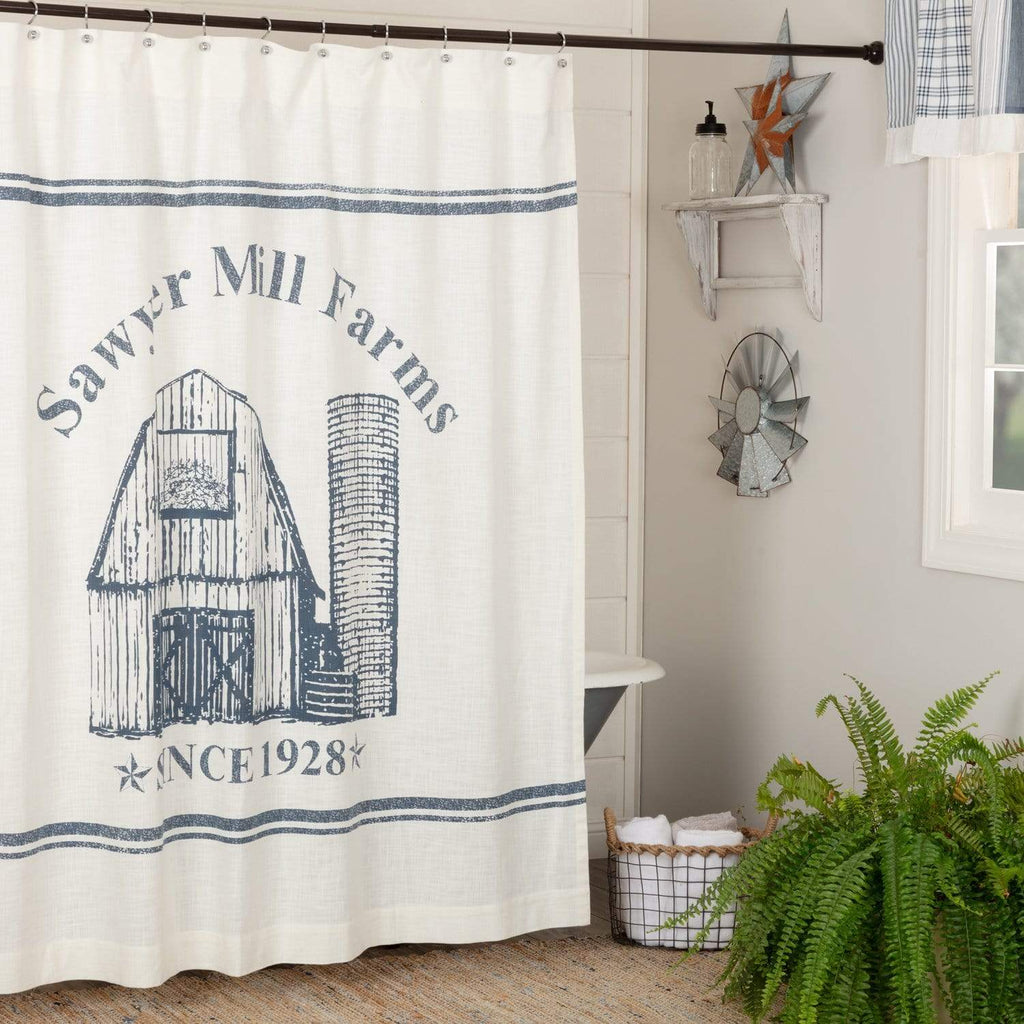 Sawyer Mill Blue Barn Shower Curtain 72x72 - The Village Country Store