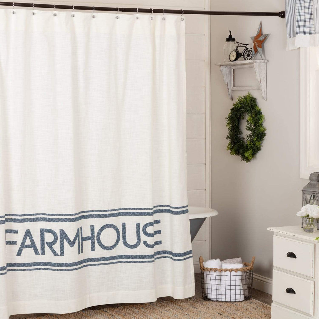 April & Olive Shower Curtain Sawyer Mill Blue Farmhouse Shower Curtain 72x72