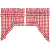April & Olive Swag Annie Buffalo Red Check Ruffled Swag Set of 2 36x36x16