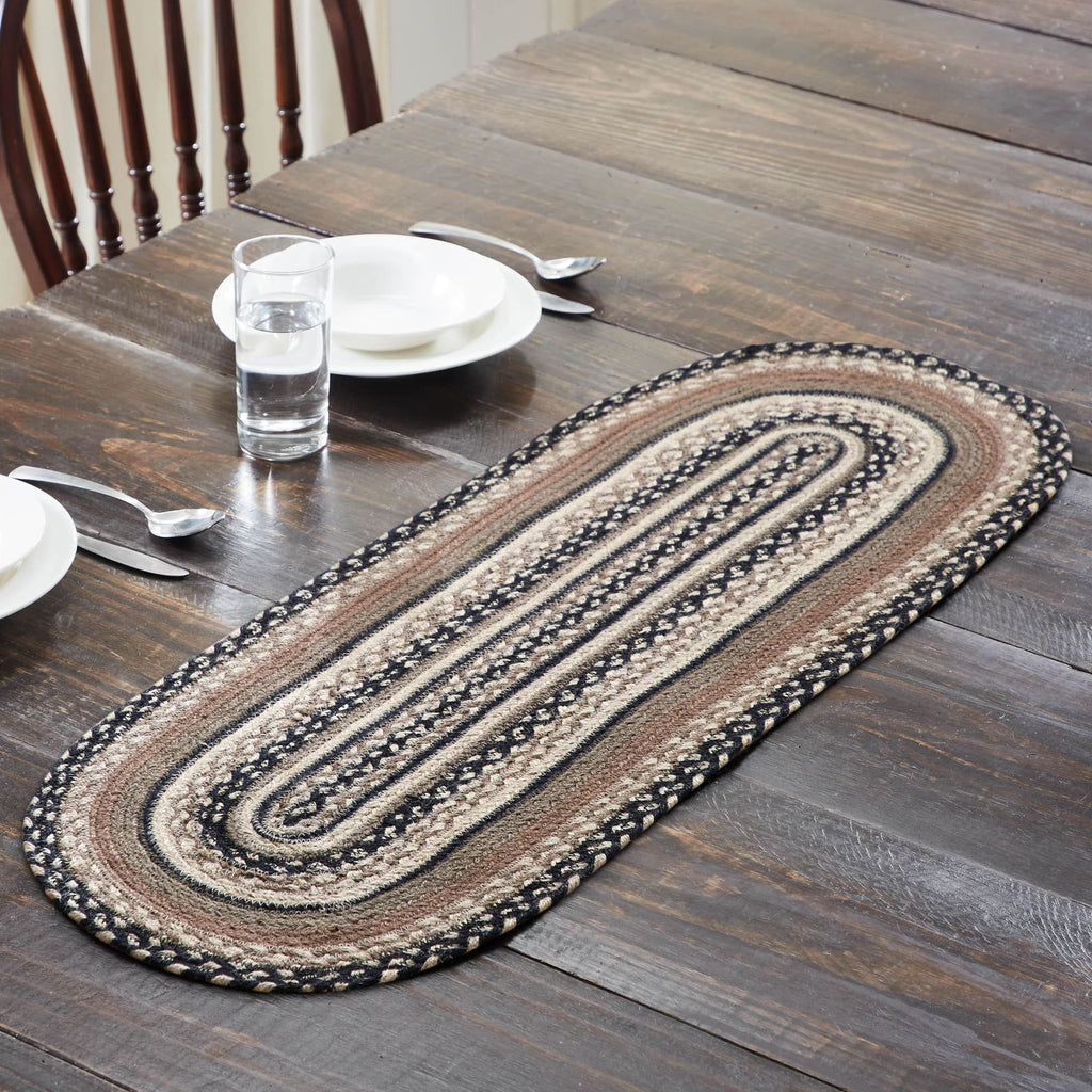 Sawyer Mill Black and Gray Braided Oval Rug with Included Rug Pad