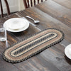 April & Olive Table Runner Sawyer Mill Charcoal Creme Jute Oval Runner 8x24