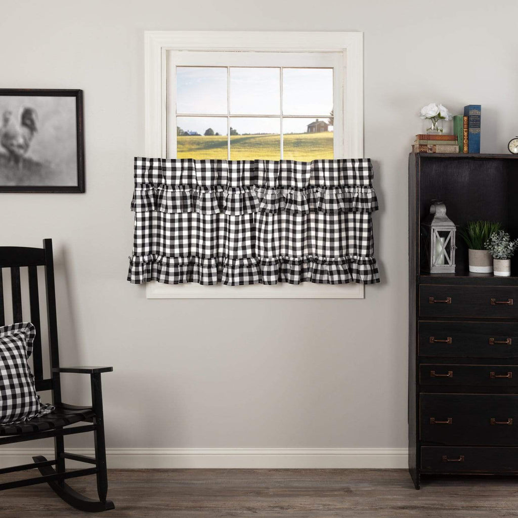April & Olive Tier Annie Buffalo Black Check Ruffled Tier Set of 2 L24xW36