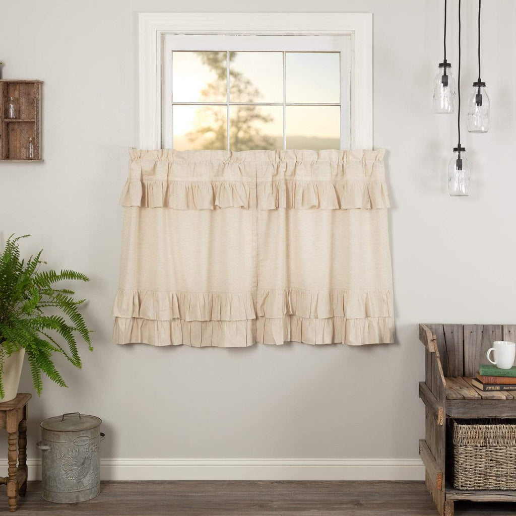 April & Olive Tier Simple Life Flax Natural Ruffled Tier Set of 2 L36xW36