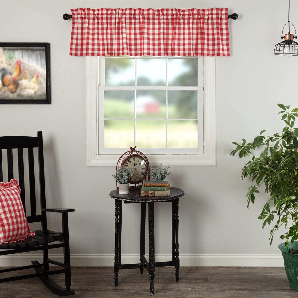 Annie Buffalo Red Check Valance 16x72 - The Village Country Store