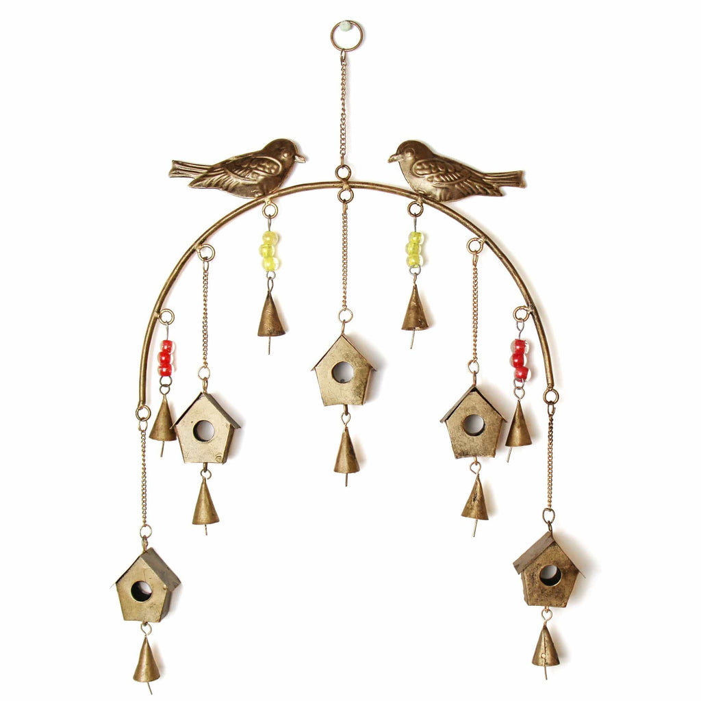 Asha Handicrafts Garden Handcrafted Bird Chime, Recycled Iron and Glass Beads