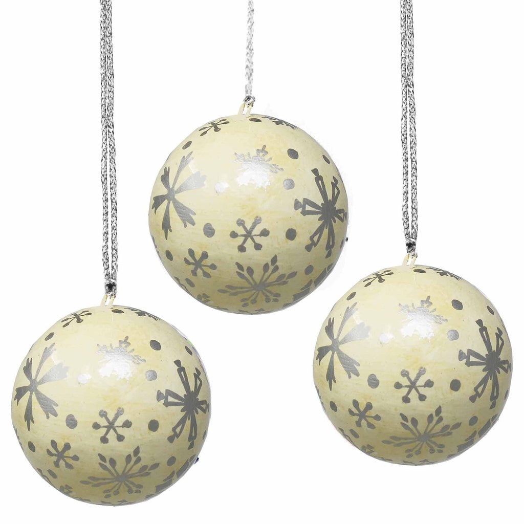 Handpainted Ornaments, Silver Snowflakes - Pack of 3 - The Village Country Store