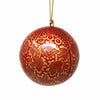 Handpainted Red and Gold Chinar Leaves Papier Mache Hanging Ball Ornament - The Village Country Store