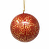 Handpainted Red and Gold Chinar Leaves Papier Mache Hanging Ball Ornament - The Village Country Store