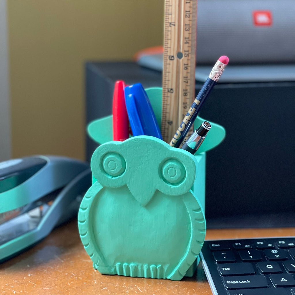 Asha Handicrafts Home Mr. Owl Eyeglass Stand Pen Holder Combo