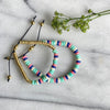 Asha Handicrafts Jewelry Adjustable Bone Bead Bracelet Set, Mint and Pink