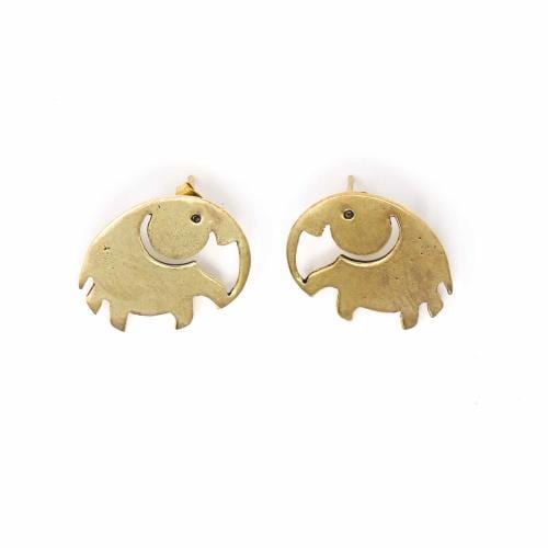 Asha Handicrafts Jewelry Elephant Brass Stud Earrings