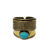 Turquoise Stone Adjustable Brass Ring - The Village Country Store