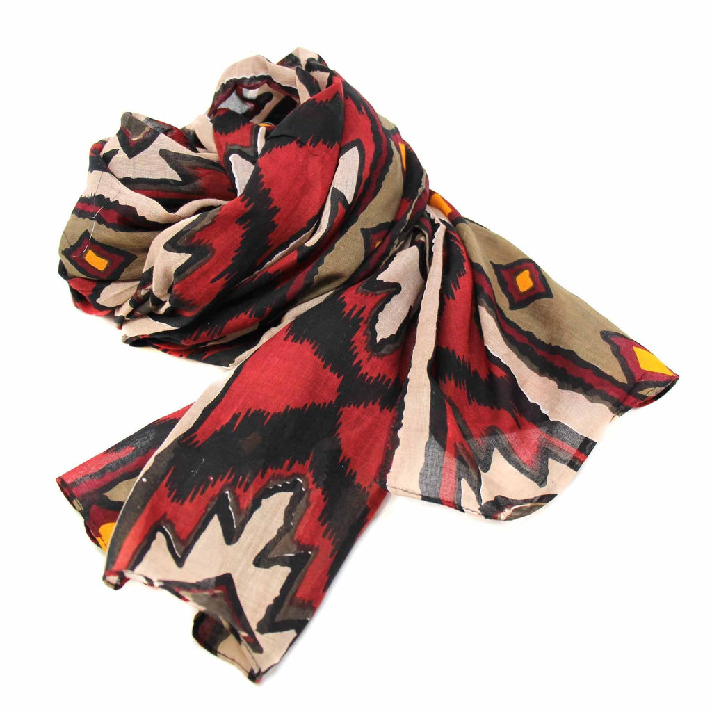 Printed Ikat Diamond Design Cotton Scarf - The Village Country Store