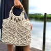 Macrame Bag with Wooden Handle - The Village Country Store