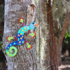 Caribbean Craft Home/Outdoor Colorful Gecko Haitian Steel Drum Wall Art, 13 inch Florida Design