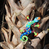 Caribbean Craft Home/Outdoor Colorful Gecko Haitian Steel Drum Wall Art, 13 inch Florida Design