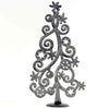 Croix des Bouquets Metal Wall Art Tabletop Christmas Tree with Stars and Snowflakes, Metal Art (14" x 7.5") - Croix des Bouquets (H)