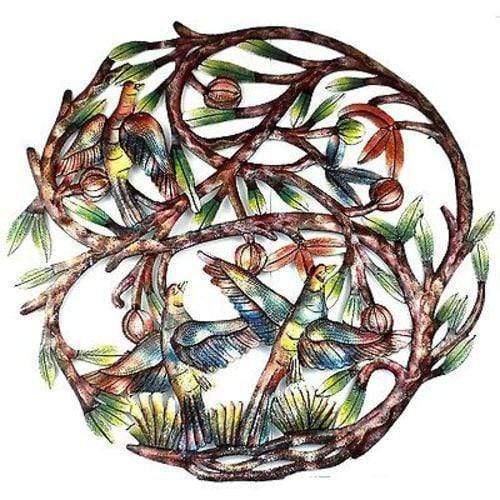 Tree of Life Hand Painted 24-inch Metal Wall Art - Croix des Bouquets - The Village Country Store