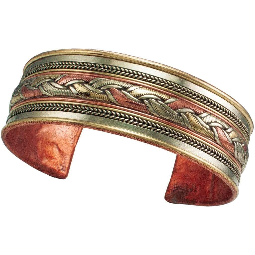 Copper and Brass Cuff Bracelet: Healing Ribbon - DZI (J) - The Village Country Store