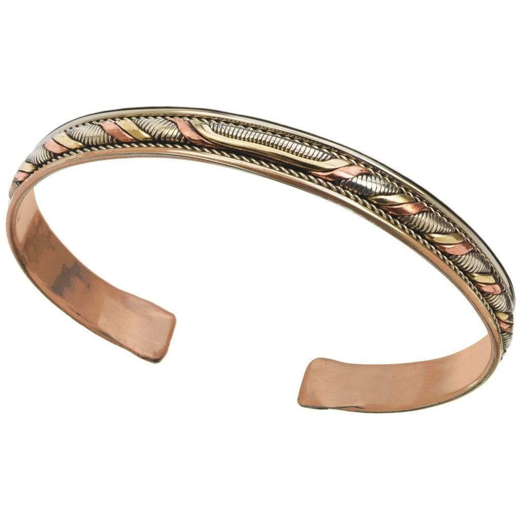 Copper and Brass Cuff Bracelet: Healing Twist - DZI (J) - The Village Country Store