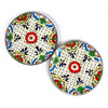 Encantada Pottery Dinner Plates 11.8in - Dots and Flowers, Set of Two - Encantada
