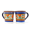 Encantada Pottery Flared Coffee Cups - Orange and Blue, Set of Two - Encantada