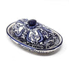Handmade Pottery Butter Dish, Blue Flower - Encantada - The Village Country Store 