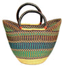 Bolga Tote, Mixed Colors with Leather Handle - 18-inch - The Village Country Store 