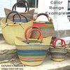 Bolga Tote, Mixed Colors with Leather Handle - 18-inch - The Village Country Store
