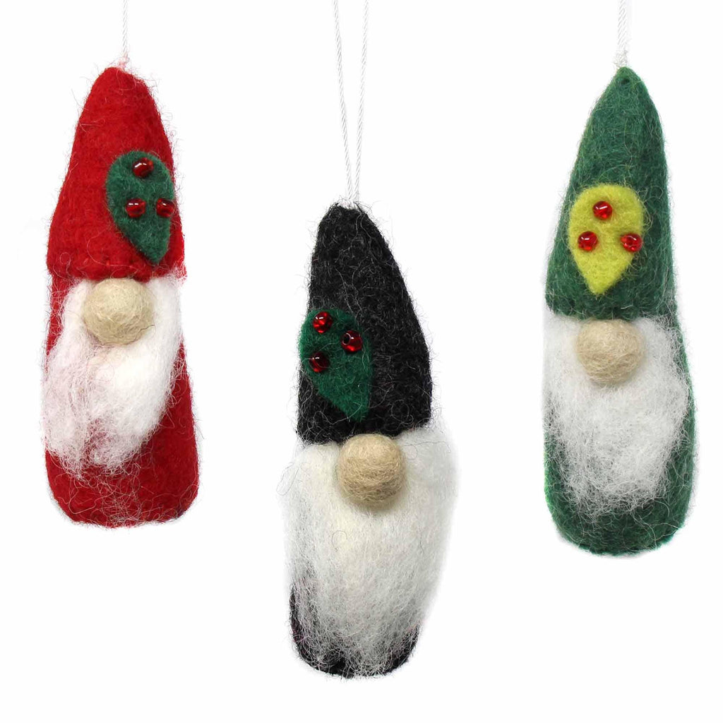 Christmas Gnome Felt Ornaments, Set of 3 - The Village Country Store