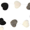 Hand Crafted Felt from Nepal: Hearts Garland, Grey - The Village Country Store 