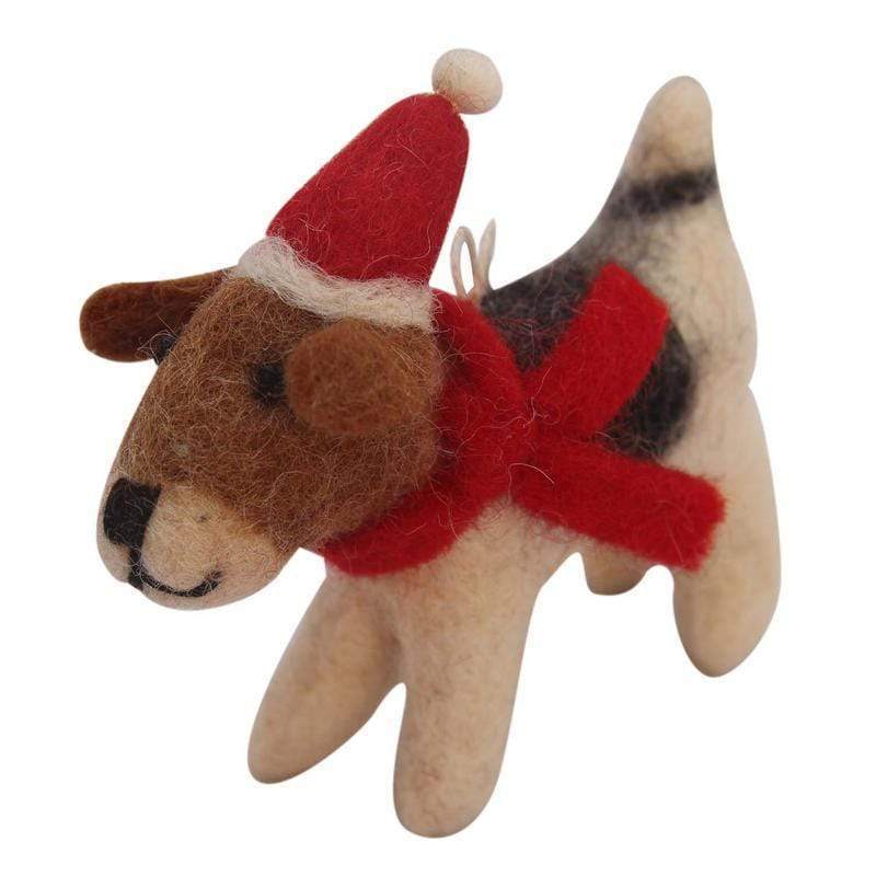 Felt Beagle Ornament with Santa Hat - The Village Country Store