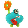 Global Groove Games Hand Felted Blue Tooth Monster with Flower - Global Groove