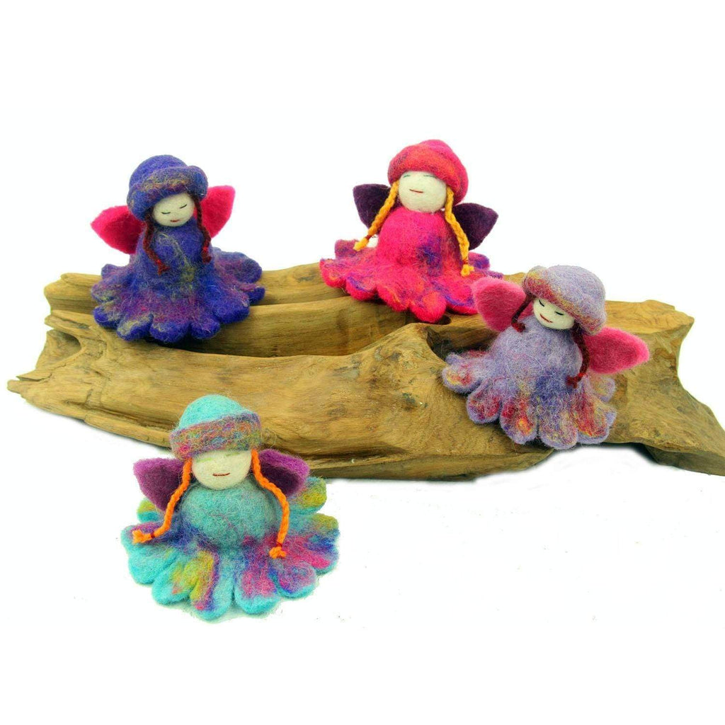Hand Felted Colorful Flower Fairies - Set of 4 - Global Groove - The Village Country Store