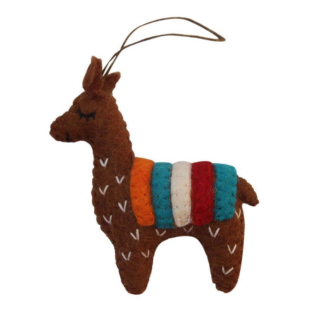 Brown Felt Llama Ornament - Global Groove (H) - The Village Country Store