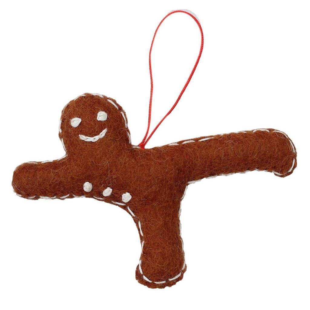 Gingerbread Yogi Felt Ornament - Airplane Pose - Global Groove (H) - The Village Country Store