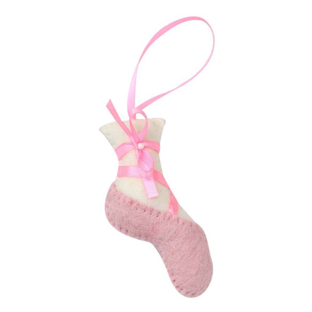 Pink Ballet Slipper Felt Ornament - Global Groove (H) - The Village Country Store